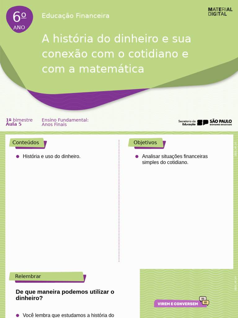 História do Dinheiro e Matemática Financeira | PDF | Educação ...
