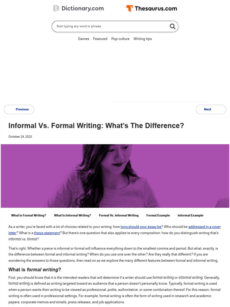 Informal vs formal writing what s the difference thesaurus