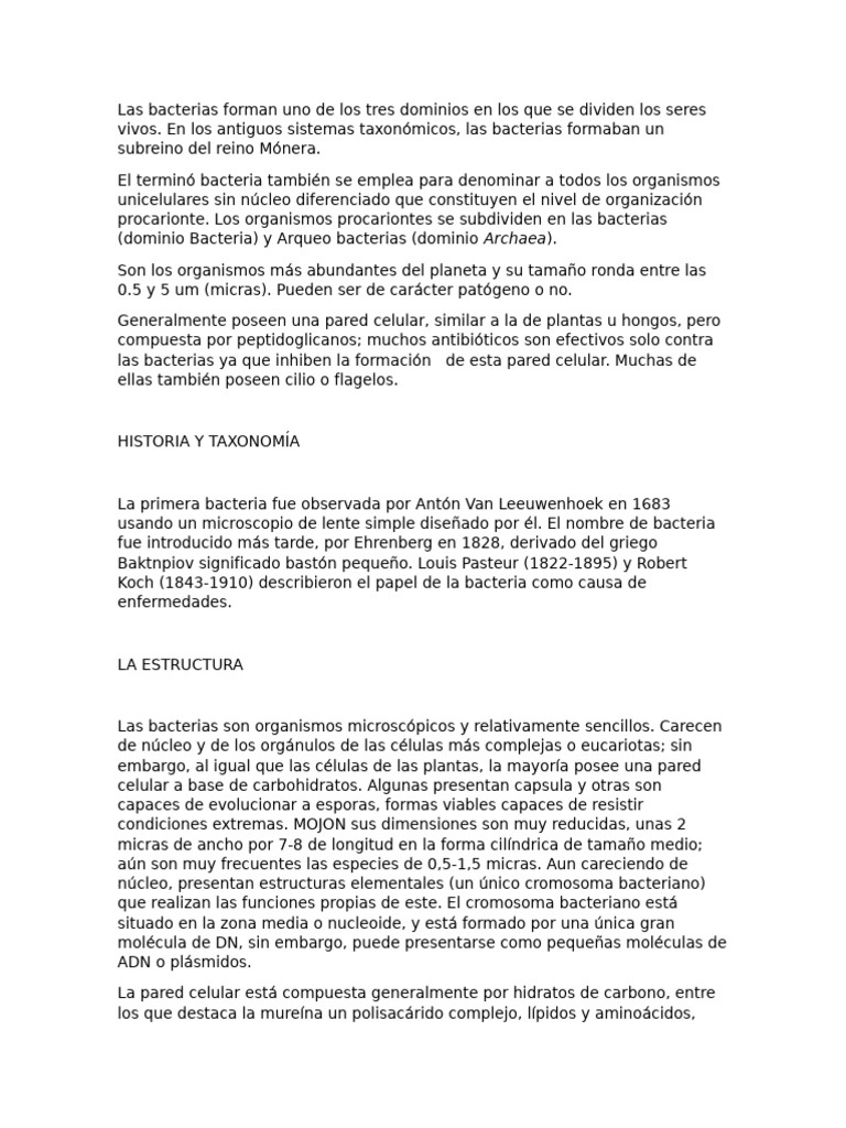 Estructura y Clasificación de Bacterias | PDF | Las bacterias ...