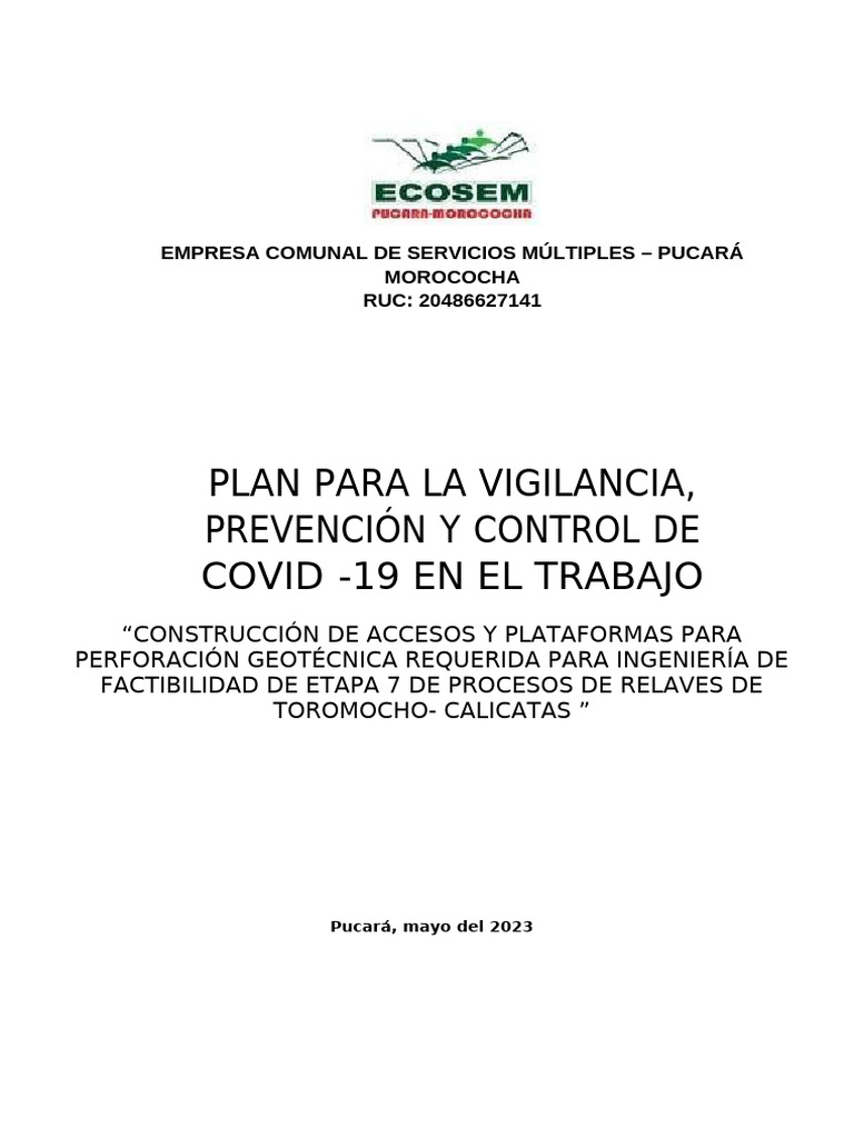 Plan para La Vigilancia Covid 2023 | PDF | Lavado de manos | Seguridad ...