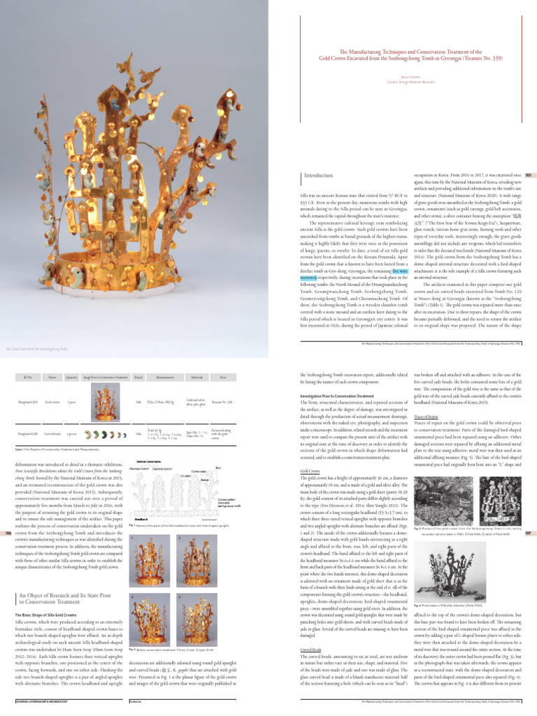 Gold Crown Conservation from Seobongchong | PDF | Fiberglass | Materials