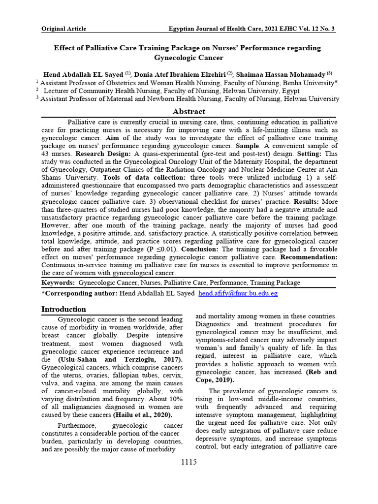 Impact of Palliative Care Training on Nurses | PDF | Palliative Care ...
