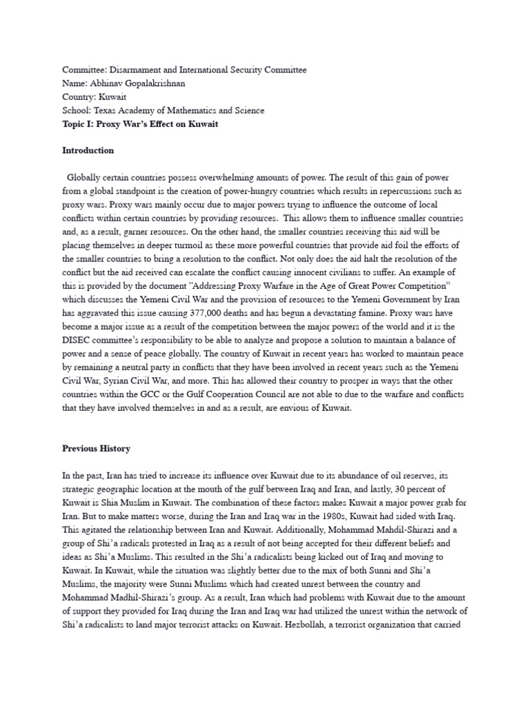Proxy Warfare's Impact on Kuwait's Stability | PDF | Kuwait | Gulf ...