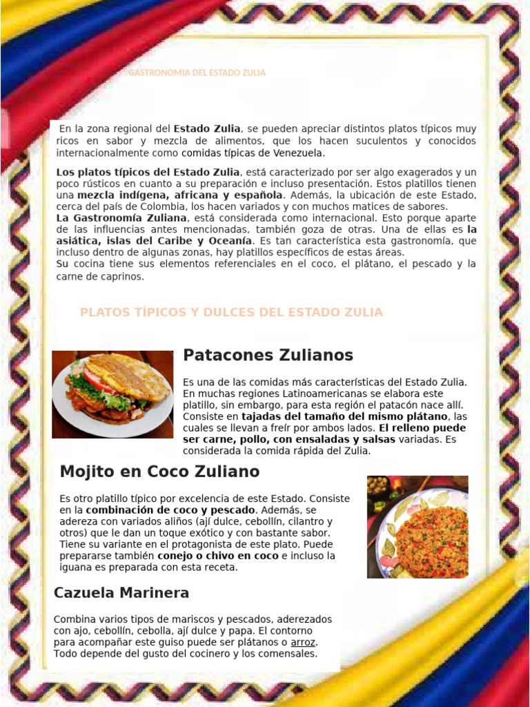 Platos Típicos del Estado Zulia | PDF | Cocina asiática | Cocina