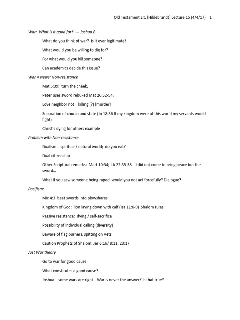 OTLit Lecture15 Joshua2 StudentNotes | PDF | Theology | Religious ...