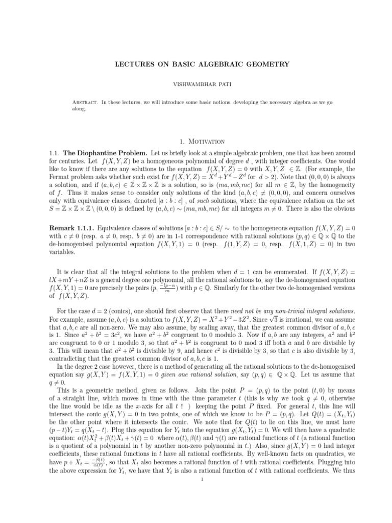 Basic Algebraic Geometry Lectures | PDF | Ring (Mathematics) | Group ...