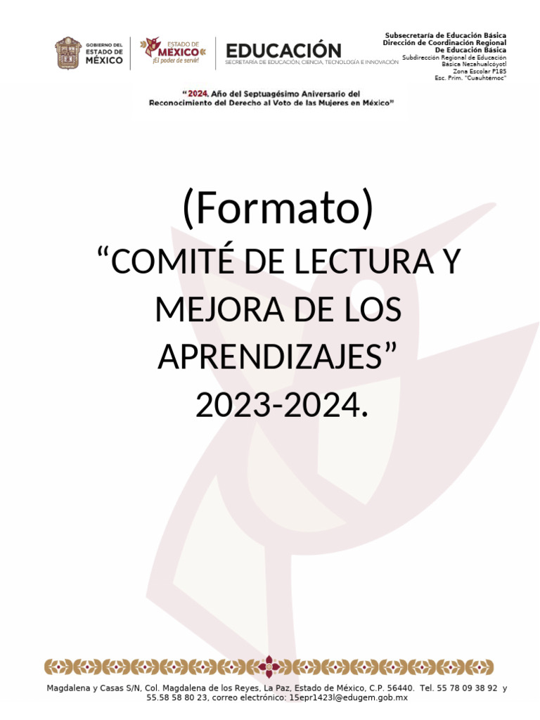 Comité de Lectura 2023-2024 en Cuauhtémoc | PDF | Educación primaria ...