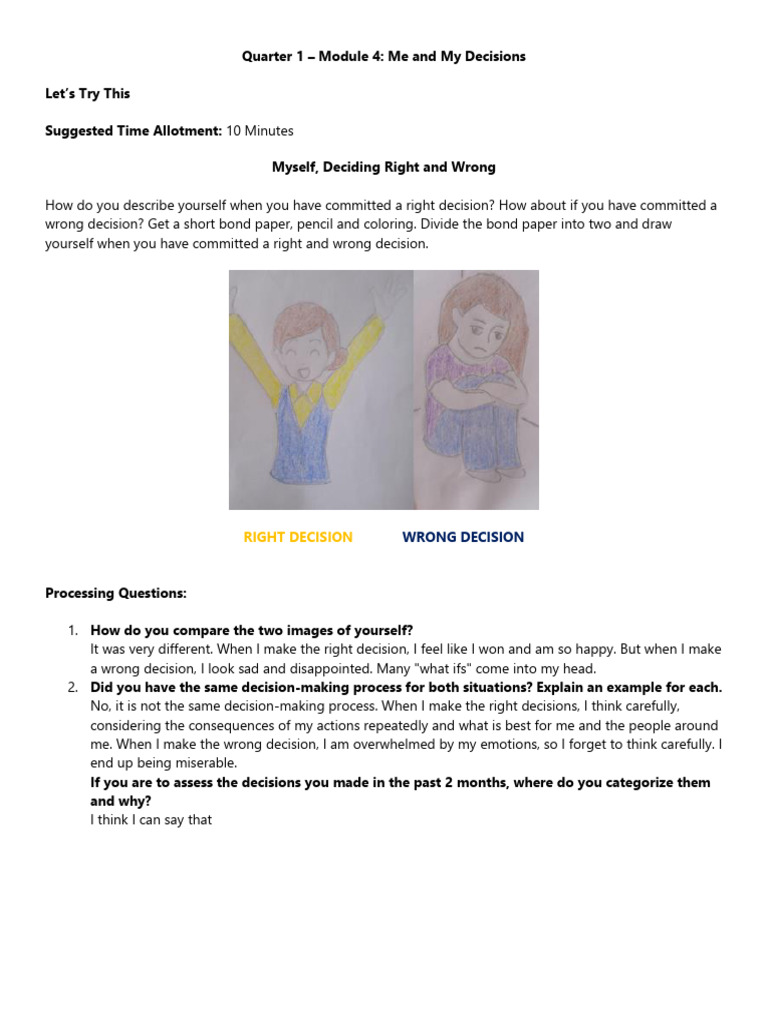 Let's Try This Module 4-Me and My Decisions | PDF