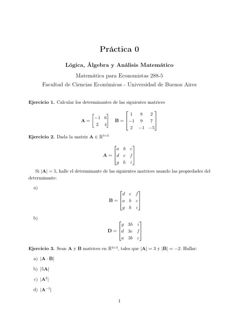Ejercicios de Matemáticas para Economistas | PDF | Matriz (Matemáticas ...