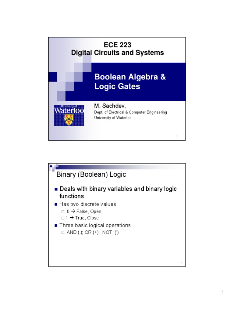 ECE 223 Boolean Algebra | PDF | Computers