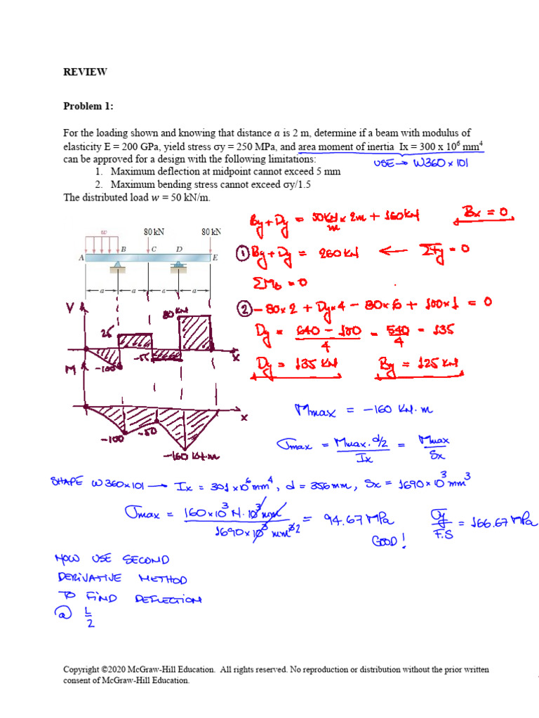 REVIEW-Exam+2-deflection+on+beams | PDF