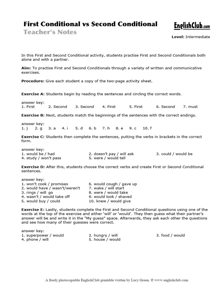 Teaching First and Second Conditionals | PDF