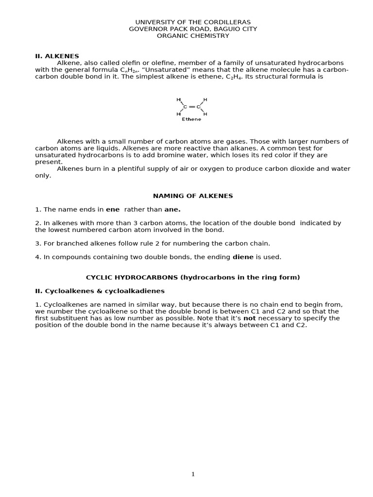 Understanding Alkenes and Cycloalkenes | PDF