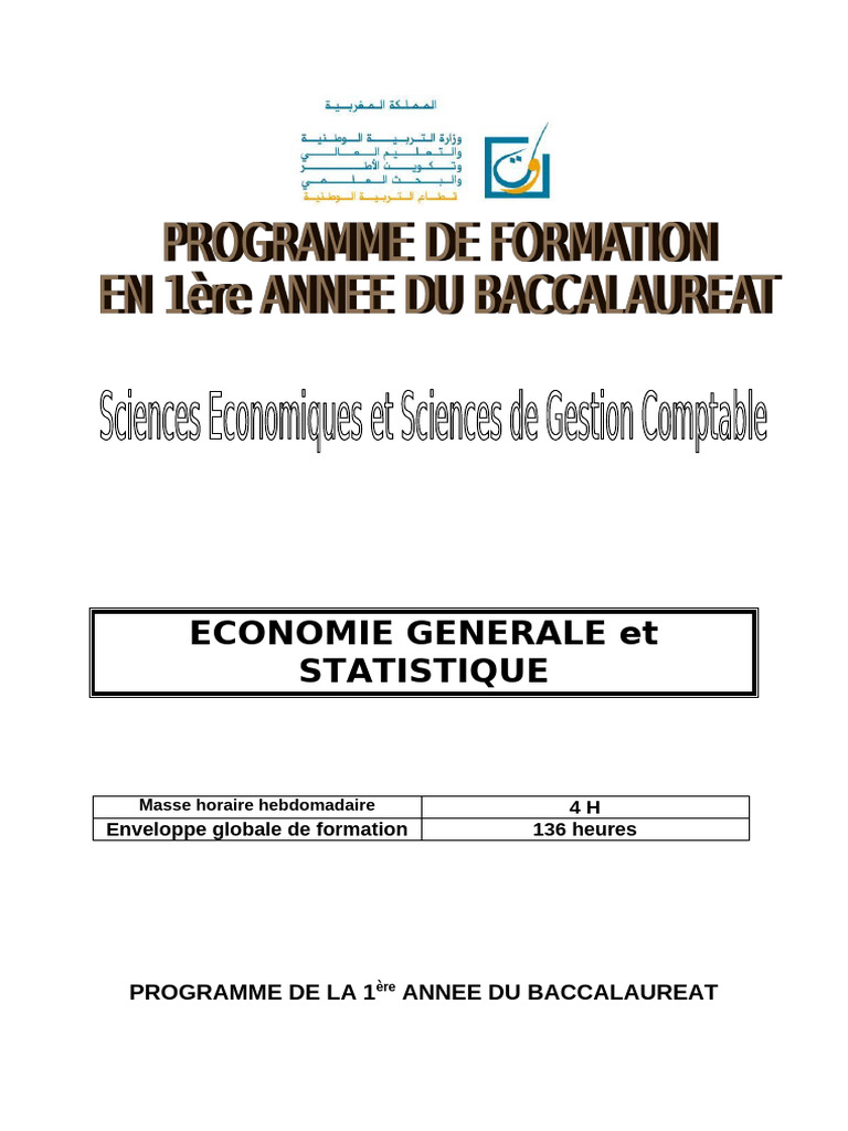 Programme Économie et Statistiques Bac 1ère année | PDF | Économie ...