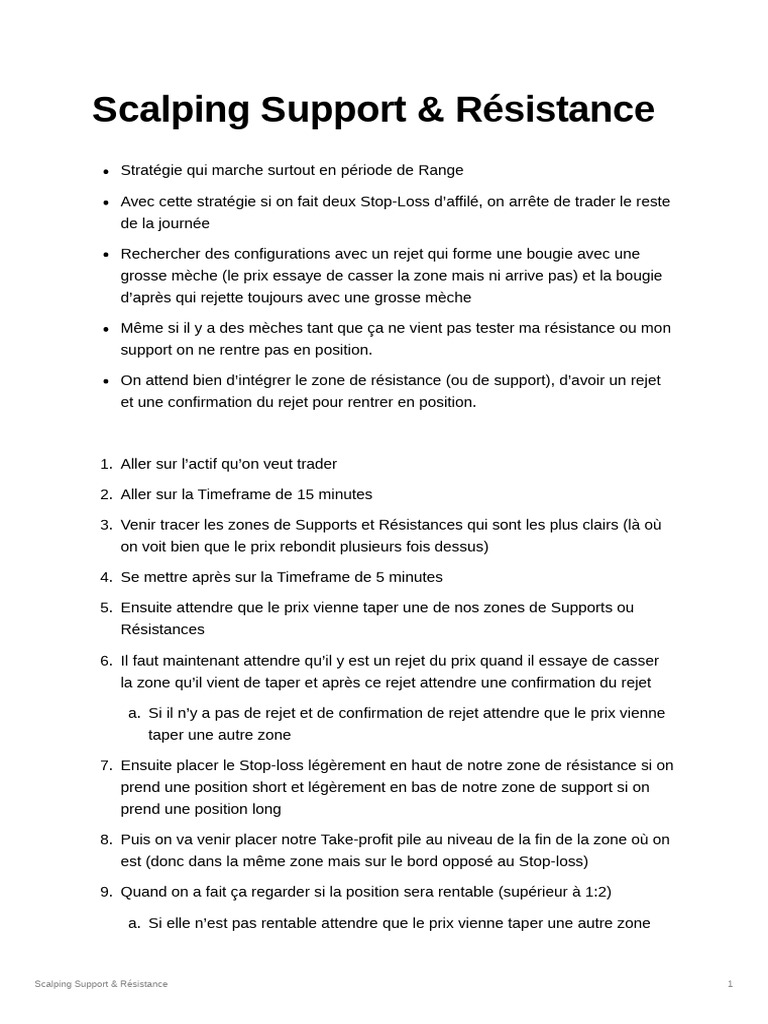 Scalping : Stratégie Support & Résistance | PDF