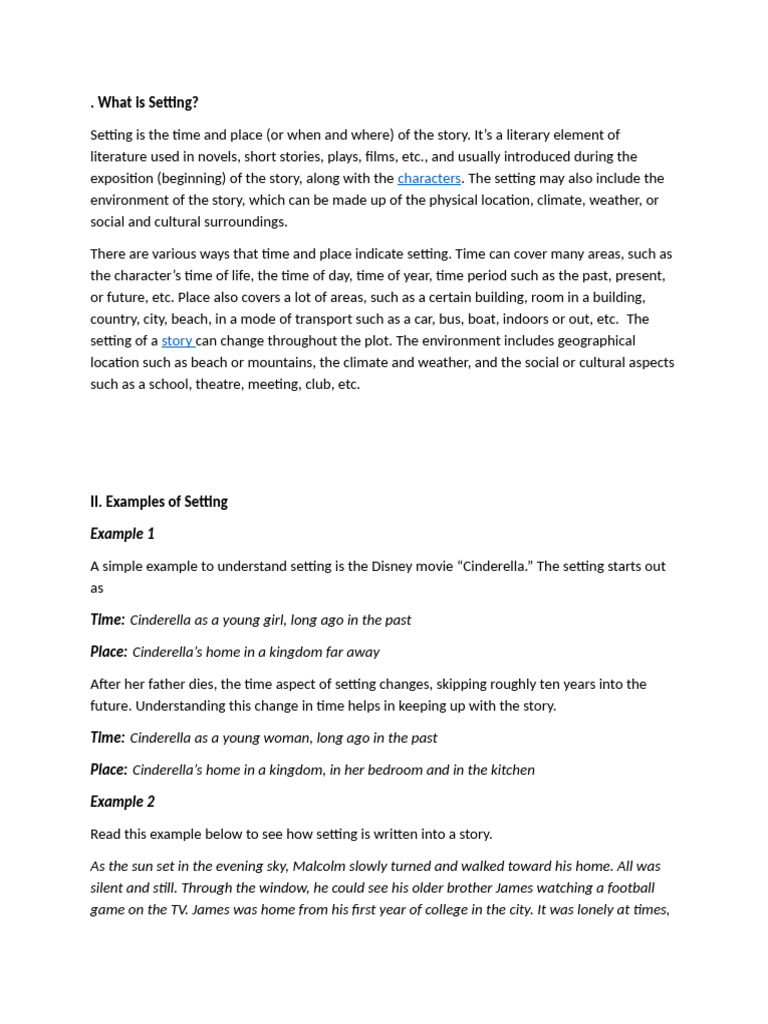 Settings and Characters | PDF