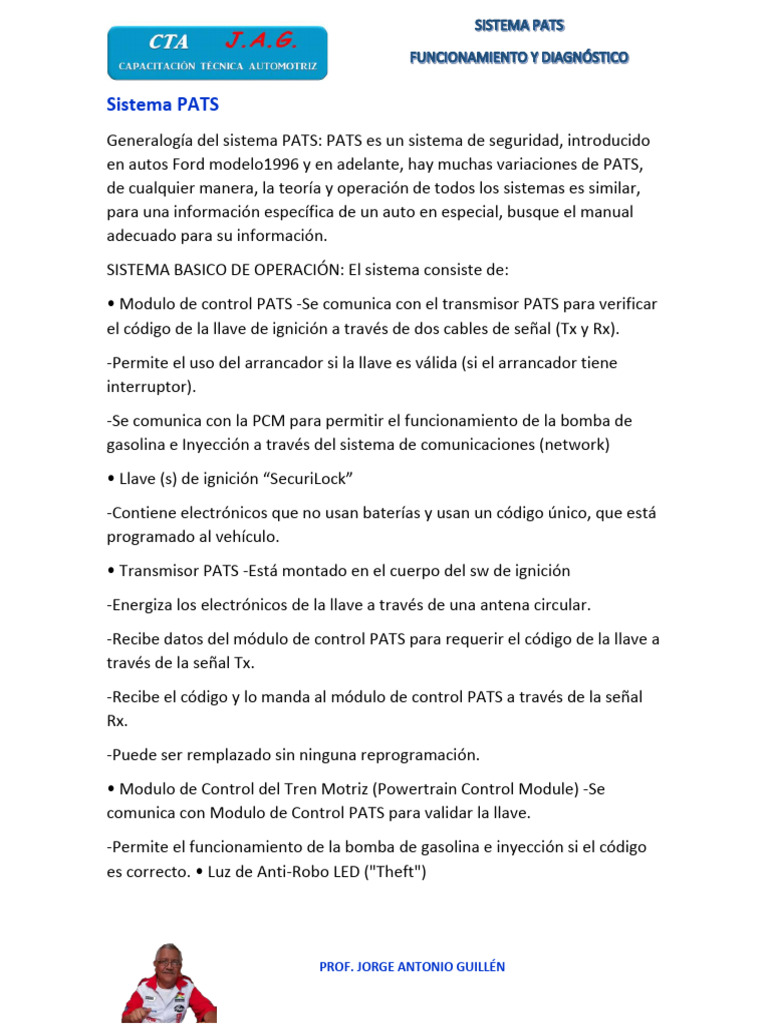 Sistema PATS en Vehículos Ford | PDF | Arranque