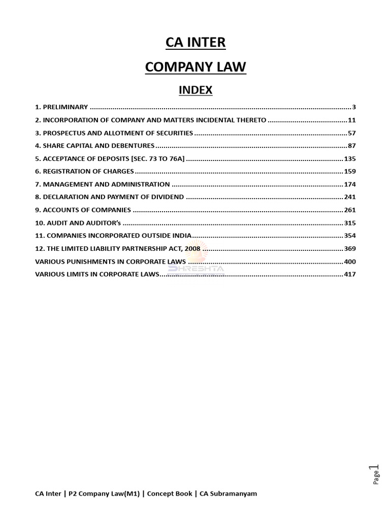 CA Inter_company Law 291124 | PDF | Identity Document | Guarantee