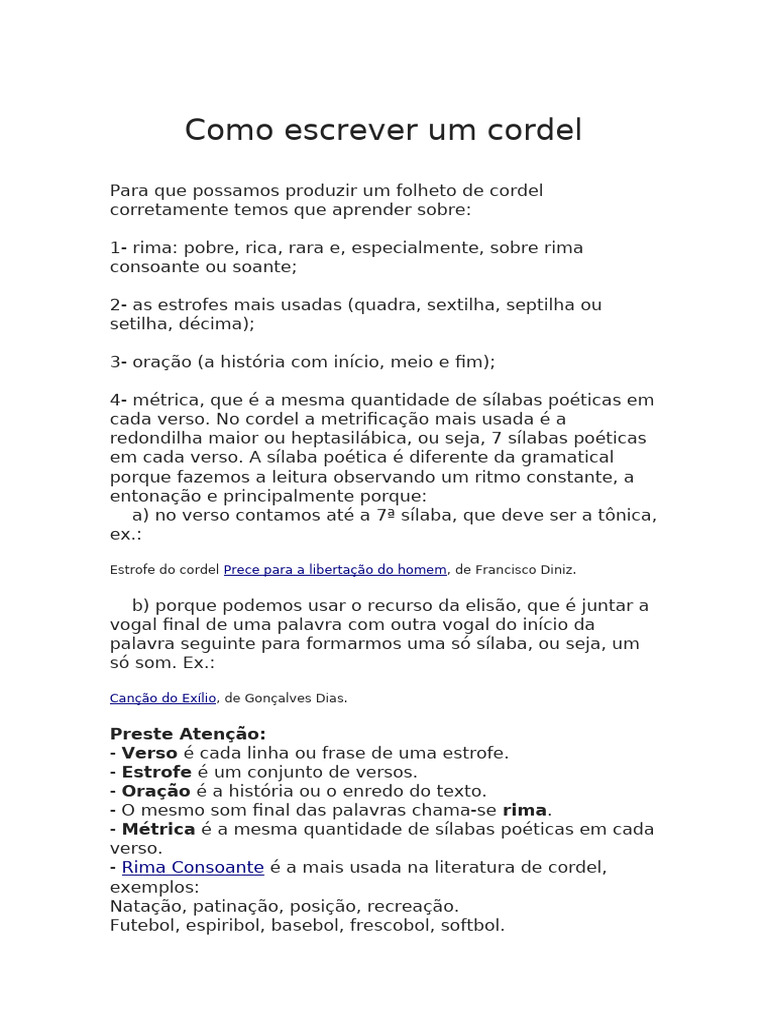 Como Escrever um Cordel | PDF