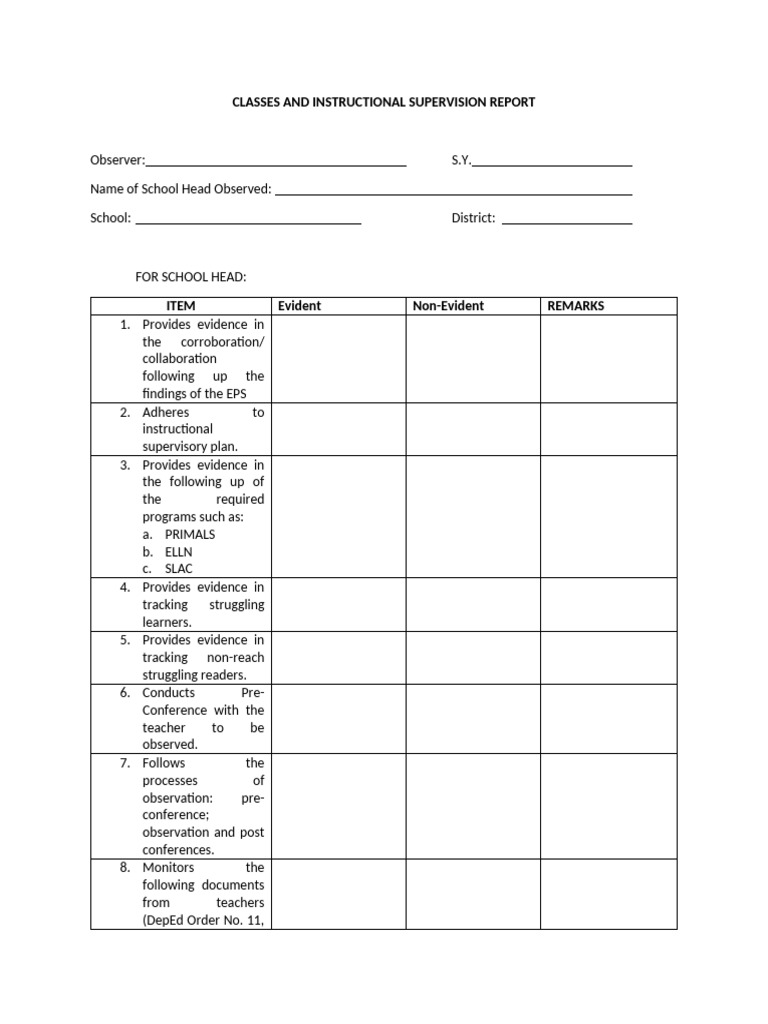 June Instructional Supervision Report | PDF