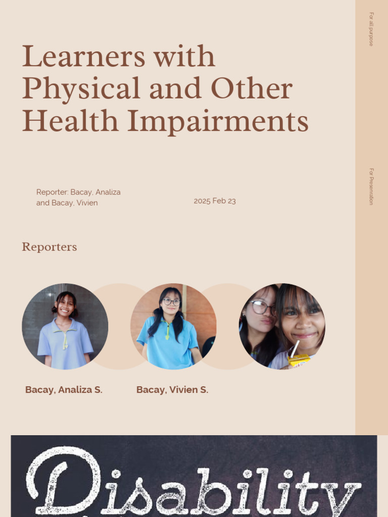 Physical and Health Impairments in Learners | PDF | Muscular Dystrophy ...
