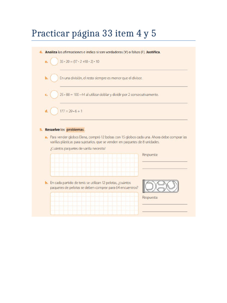 Practicar Página 33 Item 4 y 5 | PDF