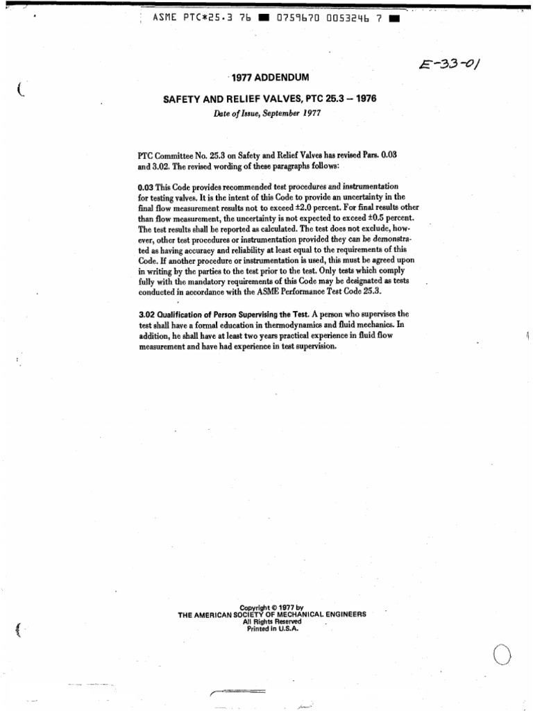 Asme PTC 25.3 - Addendum 1977 | PDF