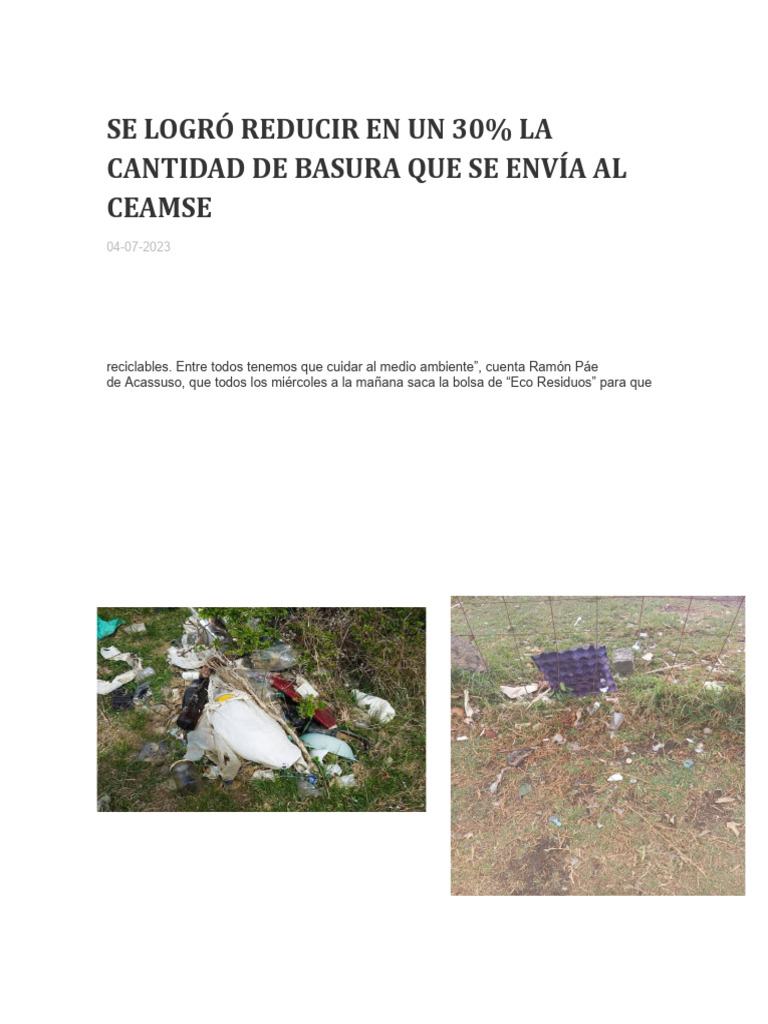 Se Logró Reducir en Un 30% La Cantidad de Basura Que Se Envía Al Ceamse ...