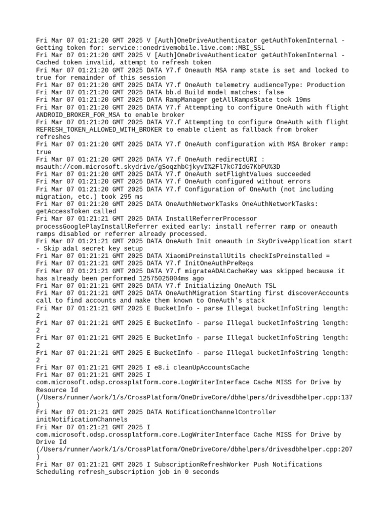 OneDrive Auth Token Management Logs | PDF | Computer File | Computing