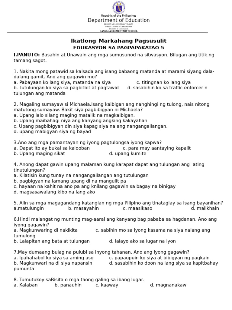 Third Periodical Test in AP 5 | PDF