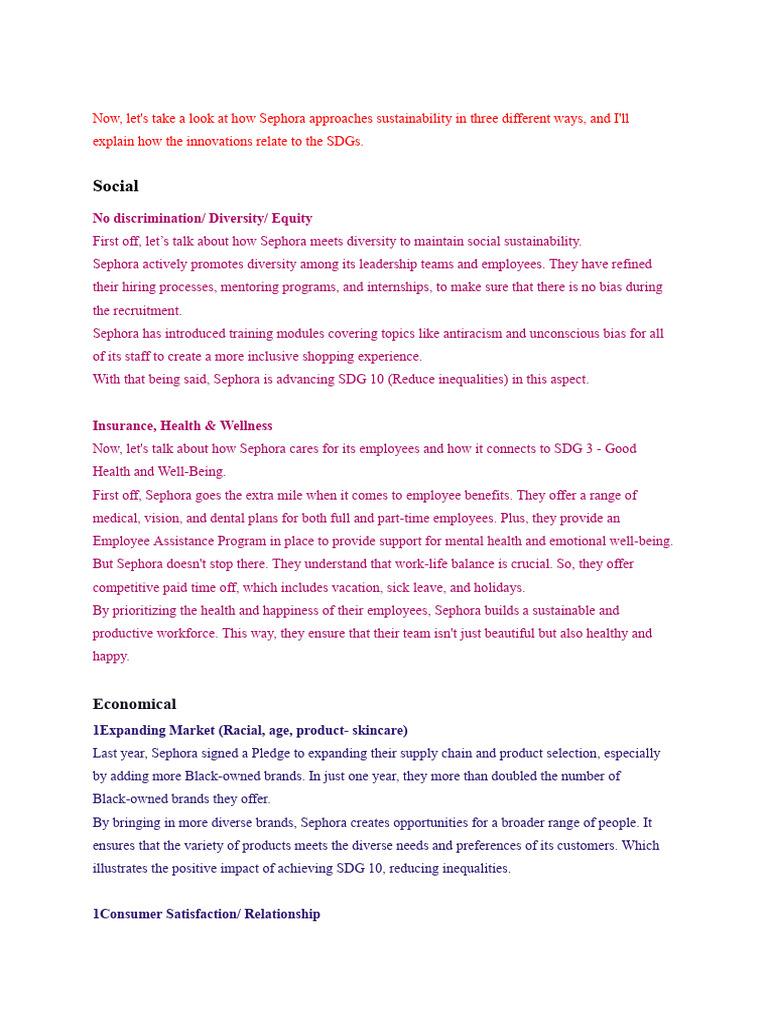 Sephora's Sustainable Practices Overview | PDF | Sustainability | Brand