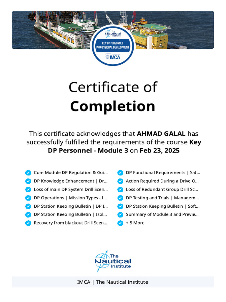 Certificate of Completion for DP Course | PDF