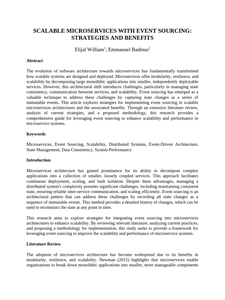 Event Sourcing for Scalable Microservices | PDF | Scalability | Computing