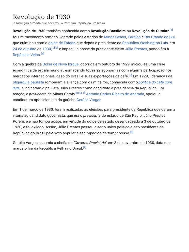 Revolução de 1930: Fim da República Velha | PDF | Brasil