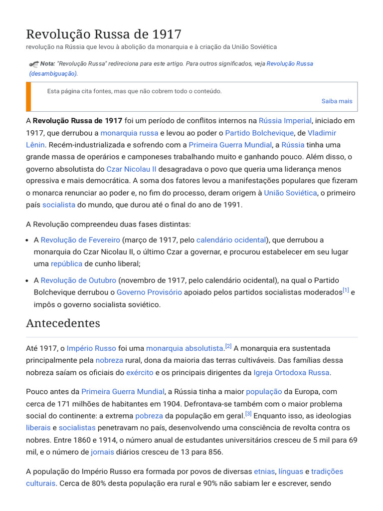Revolução Russa de 1917: Causas e Consequências | PDF | Vladimir Lenin ...