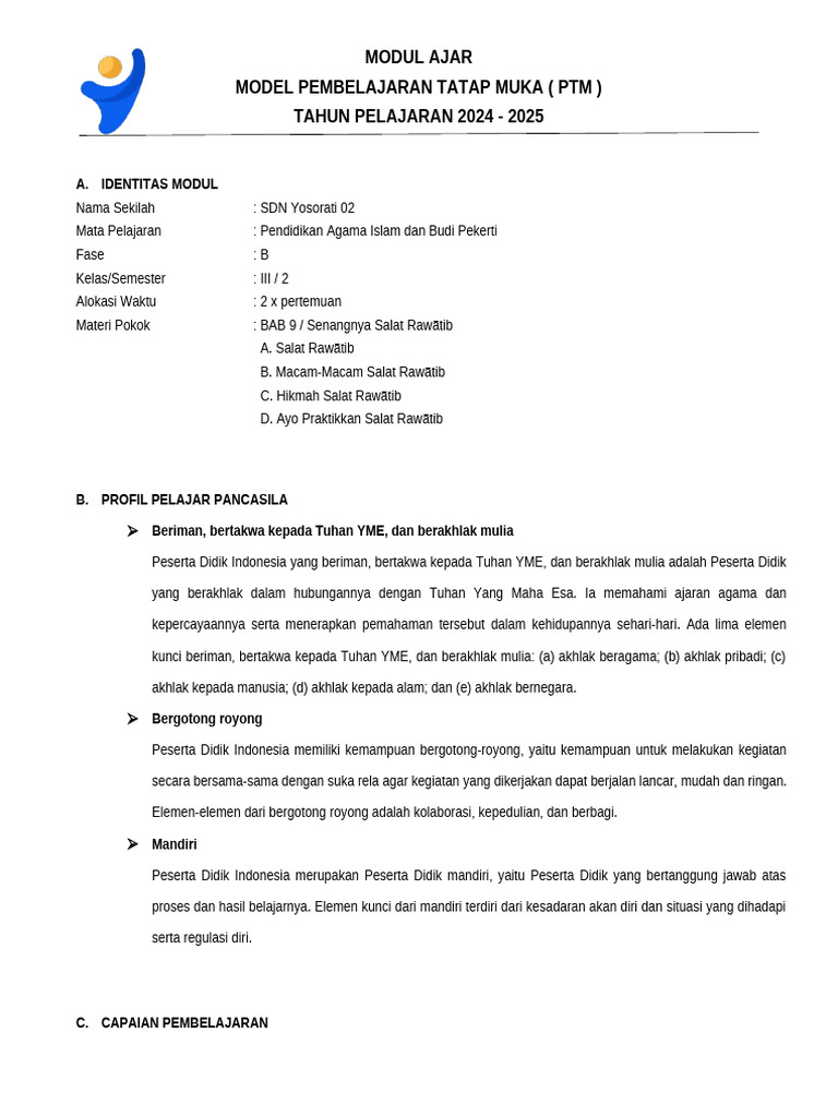 Modul Ajar Pai Kelas 3 Bab 9 Pdf