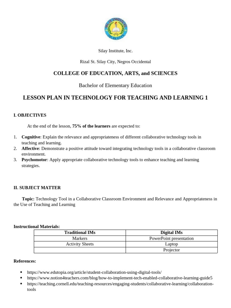 Technology Integration in Lesson Planning | PDF | Web Conferencing ...