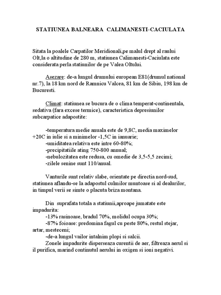 Statiunea Balneara Calimanesti