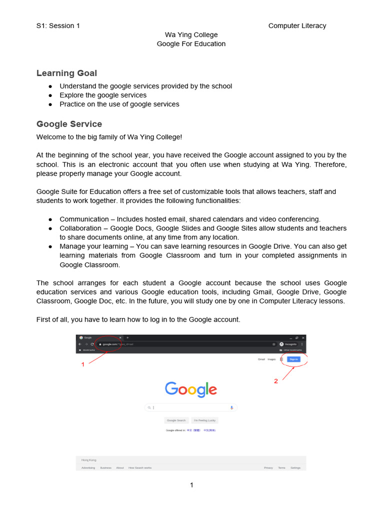 Google Services for Wa Ying College Students | PDF | Gmail | Computing