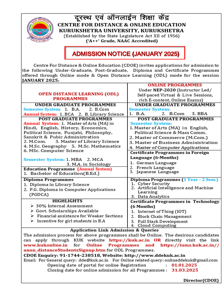 Admission Notice January2025 - 1736831840 | PDF | Master's Degree ...