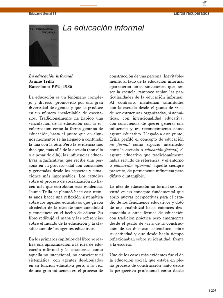 Educación Informal y No Formal | PDF | Cognición | Aprendizaje