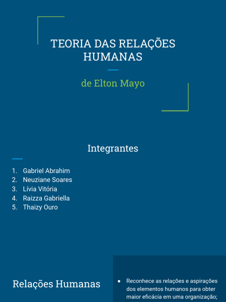 Teoria Das Relações Humanas Pdf Liderança Ciências Comportamentais