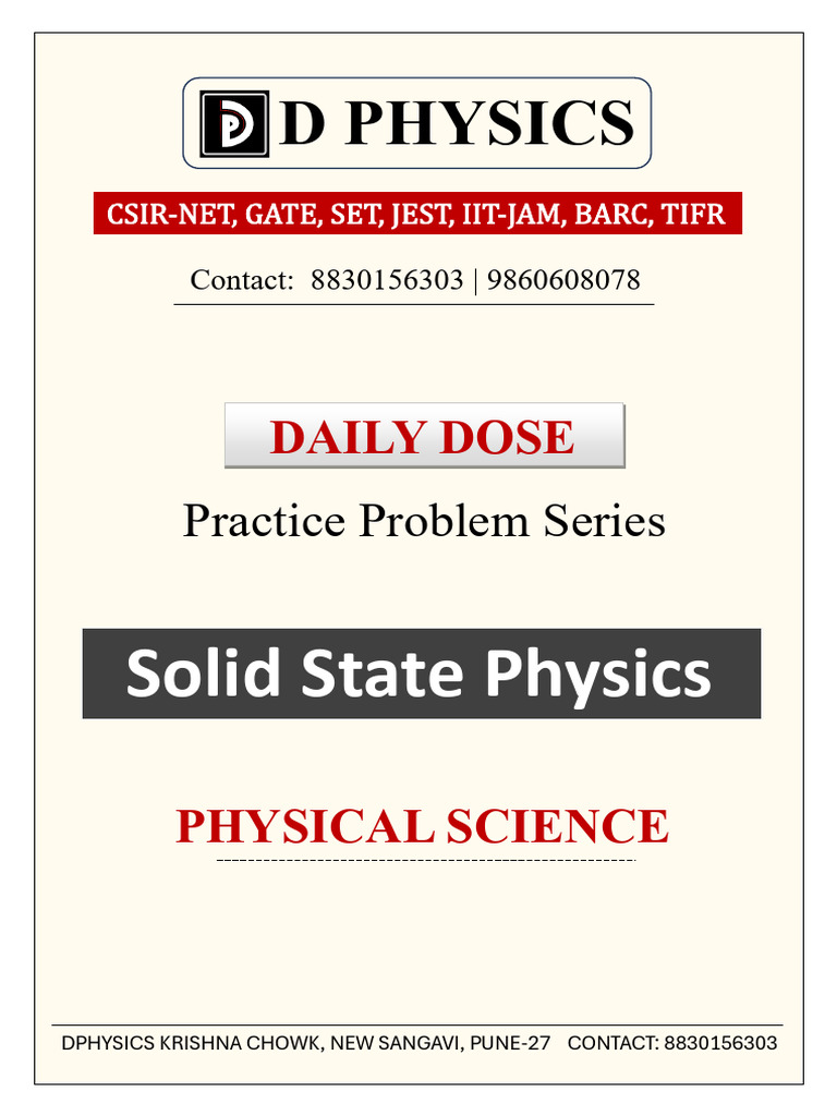 Solid State Physics Practice Problems | PDF | Phonon | Crystal Structure
