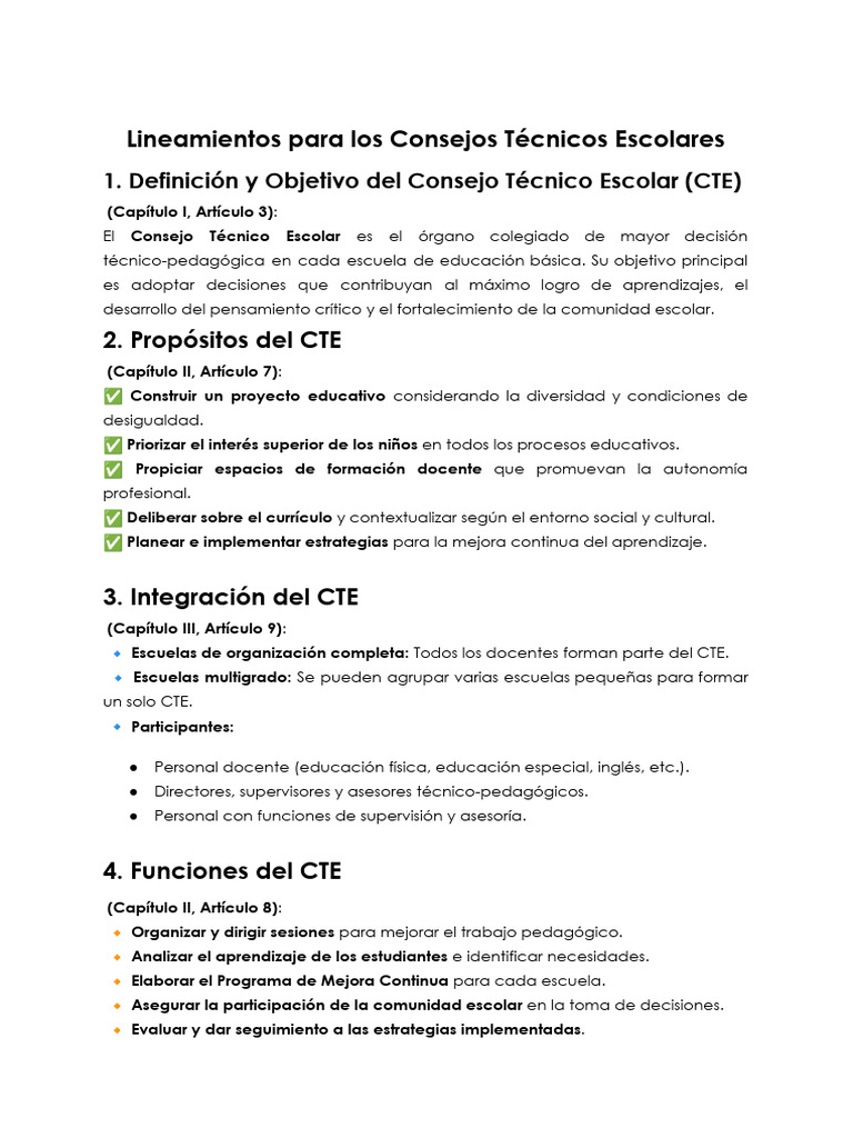 Lineamientos del Consejo Técnico Escolar 2024 | PDF | Escuelas | Plan ...
