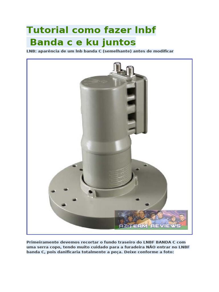 Tutorial Como Fazer LNBF Banda C e Ku Juntos 2 | PDF