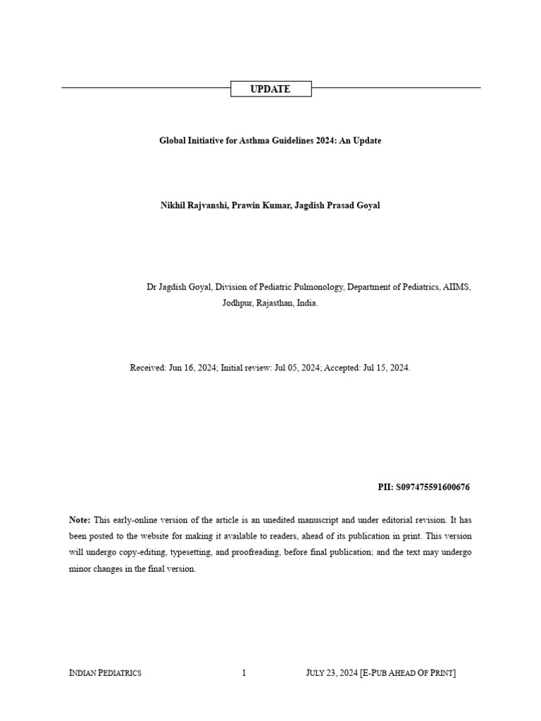 GINA 2024 Guidelines for Pediatric Asthma | PDF | Asthma | Cough