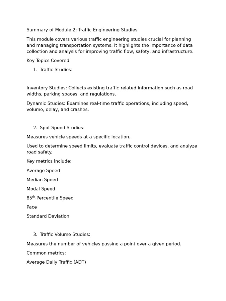 Traffic Engineering Studies Overview | PDF