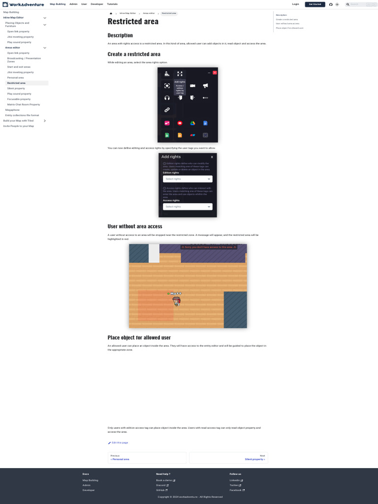 Managing Restricted Areas in WorkAdventure | PDF | Social Information ...