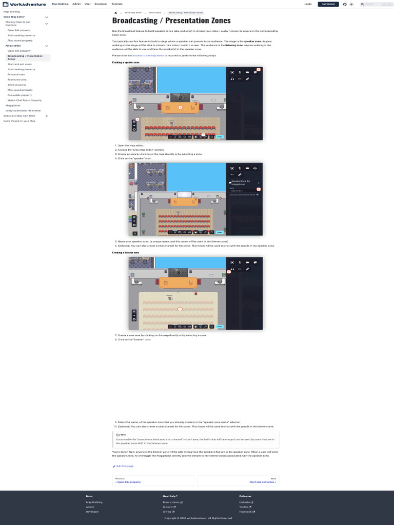 Broadcasting - Presentation Zones - WorkAdventure Documentation | PDF ...