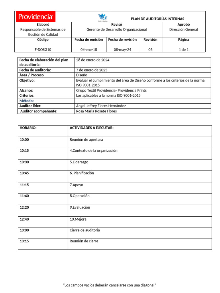 Plan de Auditorías Internas ISO 9001 | PDF | Auditoría | Business